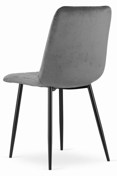 Oferta Scaun de catifea gri LAVA cu picioare negre II. calitate