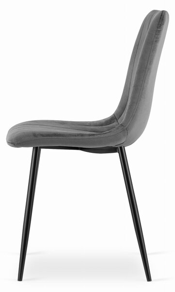 Oferta Scaun de catifea gri LAVA cu picioare negre II. calitate