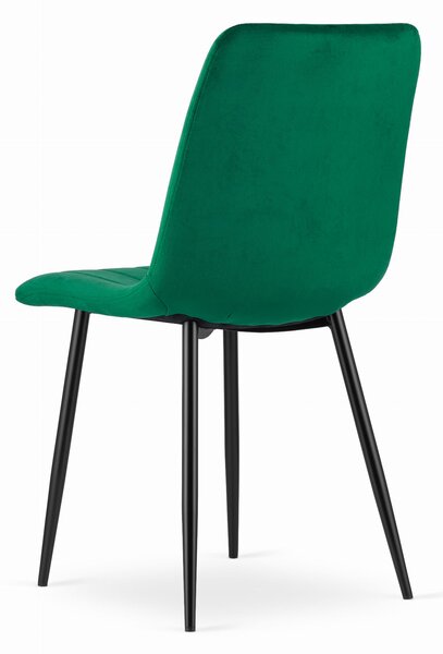 Verde scaun bucatarie LAVA din catifea cu picioare negre