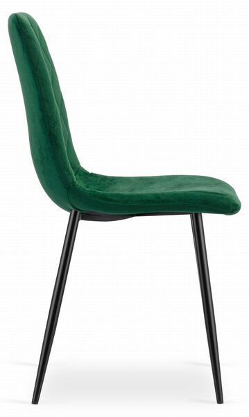 Verde scaun bucatarie TURIN din catifea cu picioare negre
