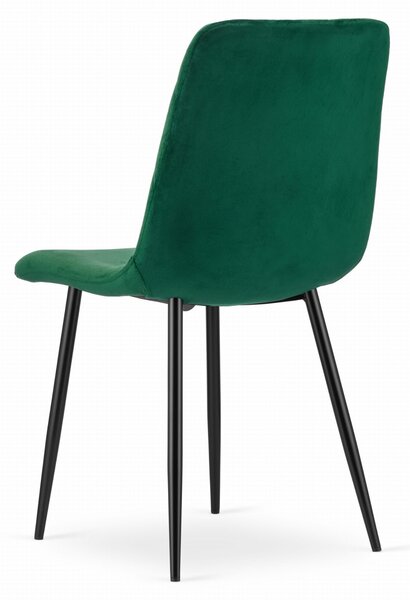 Verde scaun bucatarie TURIN din catifea cu picioare negre