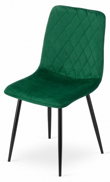 Verde scaun bucatarie TURIN din catifea cu picioare negre