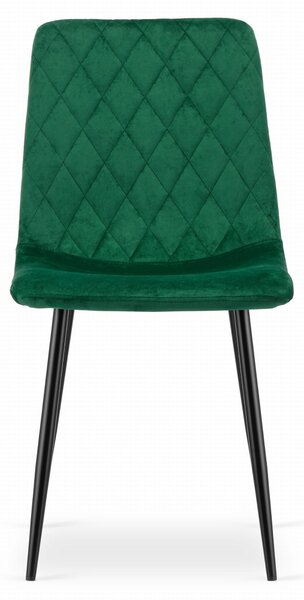 Verde scaun bucatarie TURIN din catifea cu picioare negre