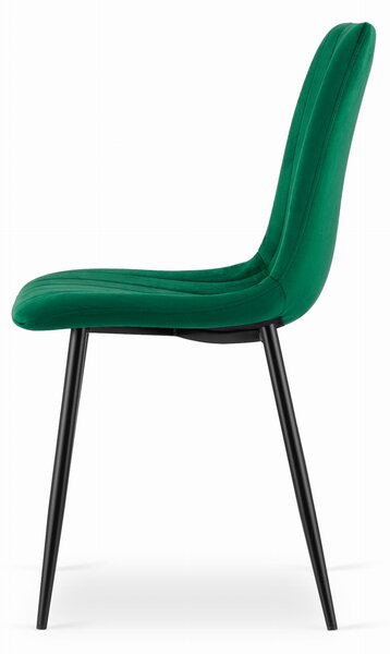Verde scaun bucatarie LAVA din catifea cu picioare negre