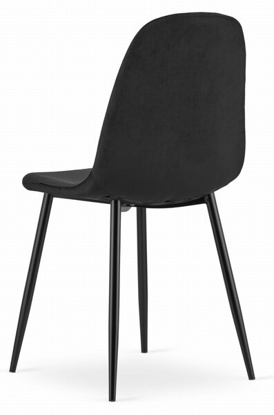 Scaun de masa din catifea Culoare negru cu picioare negre, COMO