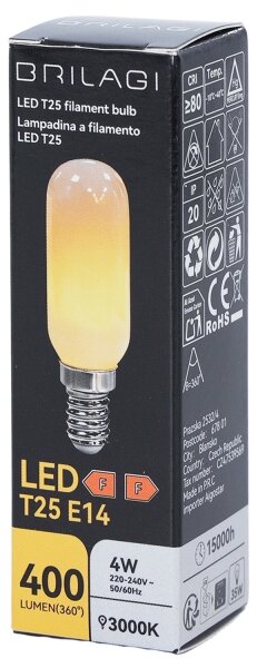Bec LED FILAMENT T25 E14/4W/230V 3000K - Brilagi
