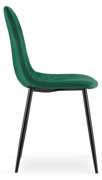 Scaun de masa din catifea Culoare verde cu picioare negre, ASTI