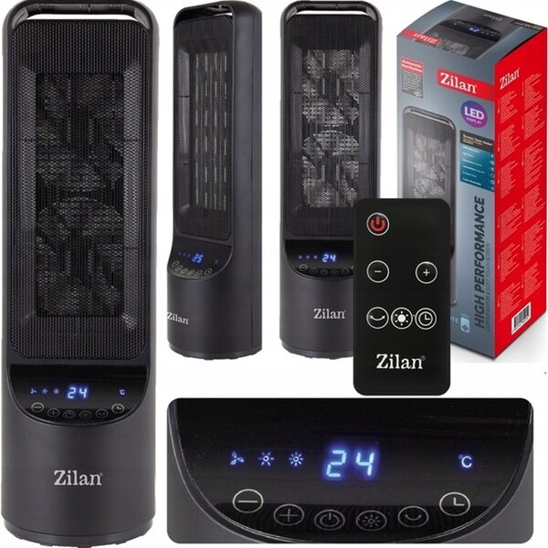Aeroterma ceramica turn Zilan ZLN2052 Negru, 2000W, timer 8H, siguranta la rasturnare