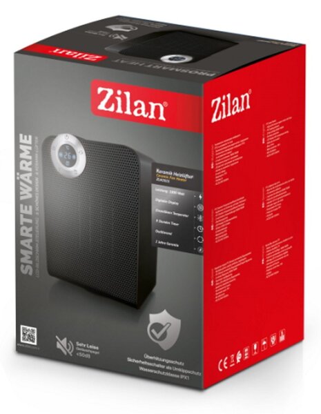 Aeroterma ceramica Zilan ZLN2021 Negru, 1800W, motor din cupru, rezistenta la apa IPX1