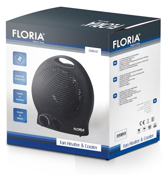 Aeroterma Floria ZLN6172,Negru Putere 2000W, 2 nivele de incalzire+rece, Protectie supraincalzire, Termostat reglabil