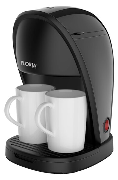 Aparat de facut cafea Floria ZLN9297, filtru de nailon, cupa pentru masurat, 2 cesti incluse, Negru