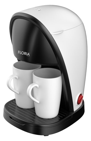 Aparat de facut cafea Floria ZLN9298, filtru de nailon, cupa pentru masurat, 2 cesti incluse, Alb