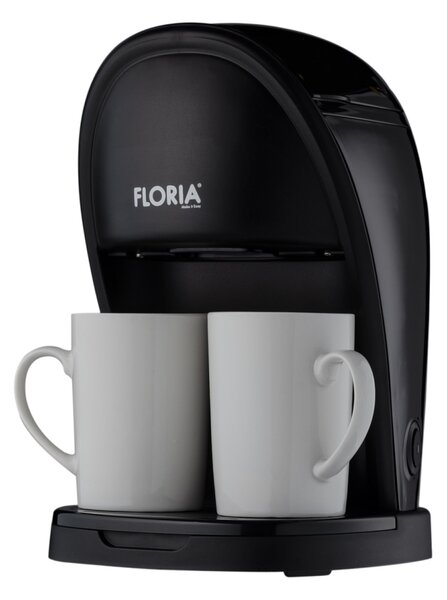 Aparat de facut cafea Floria ZLN9297, filtru de nailon, cupa pentru masurat, 2 cesti incluse, Negru