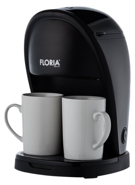 Aparat de facut cafea Floria ZLN9297, filtru de nailon, cupa pentru masurat, 2 cesti incluse, Negru
