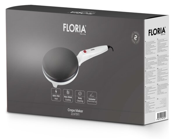 Aparat pentru facut clatite Floria ZLN7911 Alb, 700W, cu diamentru de 20 cm