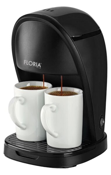 Aparat de facut cafea Floria ZLN9297, filtru de nailon, cupa pentru masurat, 2 cesti incluse, Negru