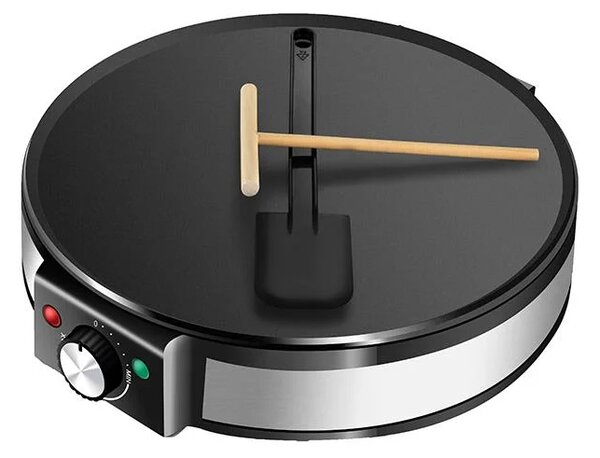Aparat pentru preparat clatite Zilan ZLN2922 Negru Inox, 1200W, Diametru plita 30cm, Temperatura ajustabila