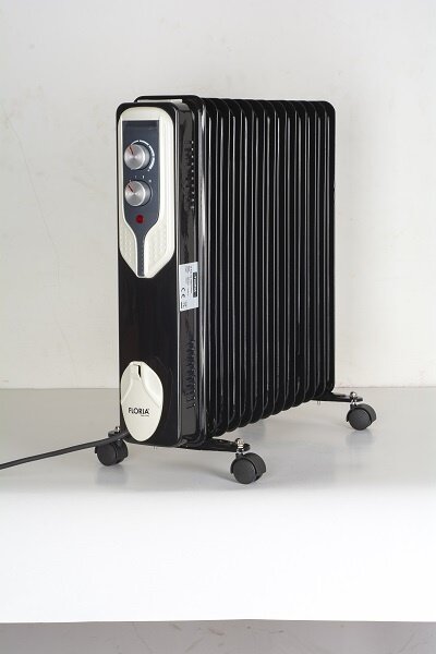 Calorifer electric Floria ZLN3673,Negru 2500 W, 13 elementi, 3 trepte de putere, Termostat reglabil, Protectie supra-incalzire, Indicator luminos