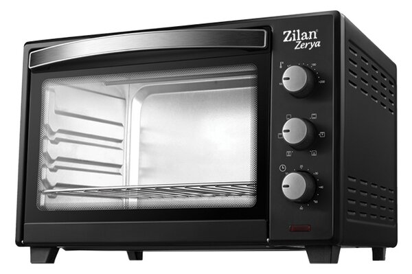 Cuptor electric cu ventilator ZILAN ZLN3727 Negru, Capacitate 45L, Putere 2000W, Geam dublu, Temporizator 60 min, Temperatura maxima 230 grade celsius
