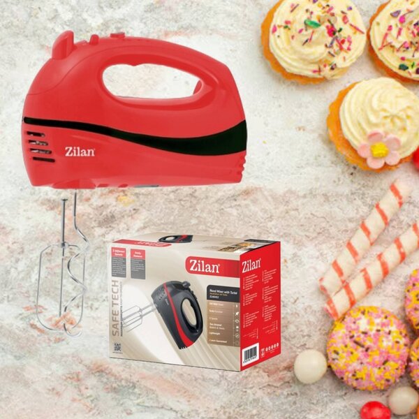 Mixer electric ZILAN ZLN8401, 300W, 5 viteze, Rosu
