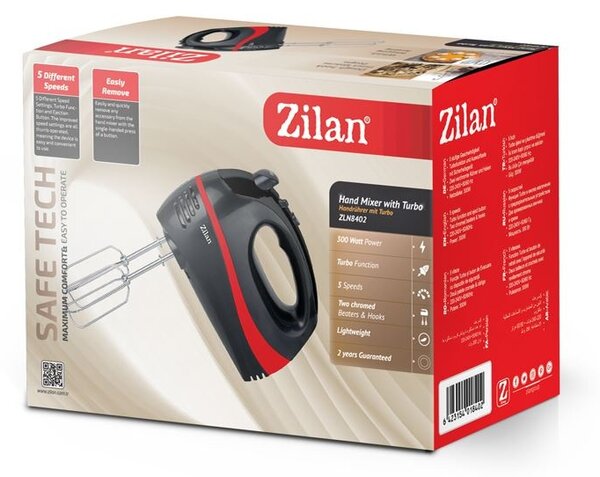 Mixer electric ZILAN ZLN8401, 300W, 5 viteze, Rosu