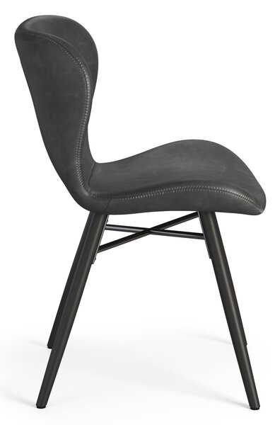 MAZZONI EXPORT ALTEA Piele ecologică Neagră (Gri închis)/picioare negre - SCAUN MODERN PENTRU LIVING/SUFRAGERIE/BUCĂTĂRIE/BIROU