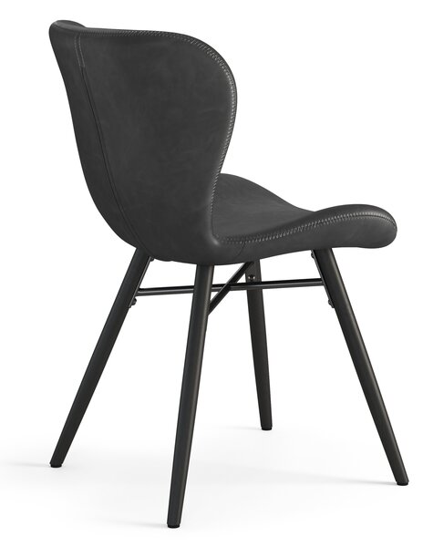 MAZZONI EXPORT ALTEA Piele ecologică Neagră (Gri închis)/picioare negre - SCAUN MODERN PENTRU LIVING/SUFRAGERIE/BUCĂTĂRIE/BIROU