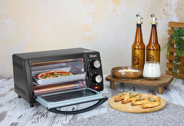 Mini cuptor Zilan-Roza ZLN4328, 9L, 800W, Geam dublu, Temporizator 60 min