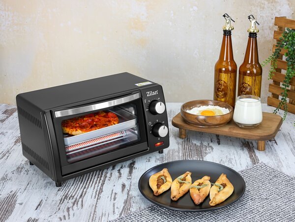 Mini cuptor Zilan-Roza ZLN4328, 9L, 800W, Geam dublu, Temporizator 60 min