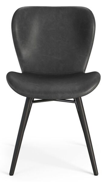 MAZZONI EXPORT ALTEA Piele ecologică Neagră (Gri închis)/picioare negre - SCAUN MODERN PENTRU LIVING/SUFRAGERIE/BUCĂTĂRIE/BIROU