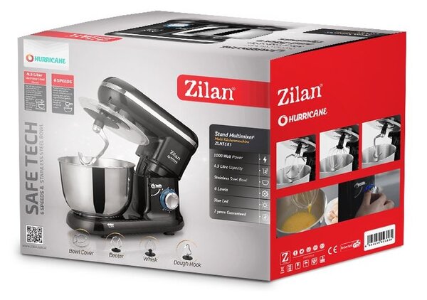 Multi-mixer Hurricane Zilan ZLN3185,negru 6 trepte + puls, 4.5L., 1000W