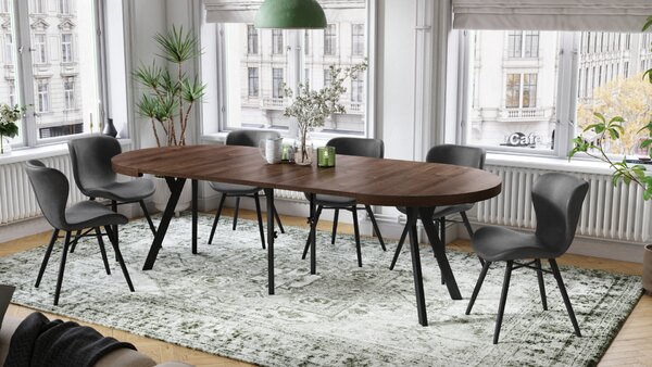MAZZONI EXPORT ALTEA Piele ecologică Neagră (Gri închis)/picioare negre - SCAUN MODERN PENTRU LIVING/SUFRAGERIE/BUCĂTĂRIE/BIROU