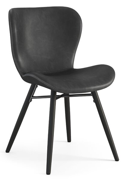 MAZZONI EXPORT ALTEA Piele ecologică Neagră (Gri închis)/picioare negre - SCAUN MODERN PENTRU LIVING/SUFRAGERIE/BUCĂTĂRIE/BIROU