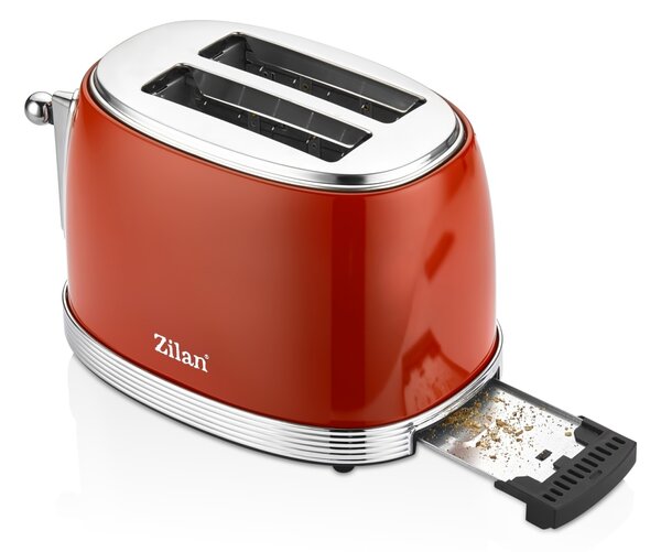 Prajitor RETRO Zilan ZLN7040 Rosu, 6 trepte de prajire, indicator luminos pentru semnalizare