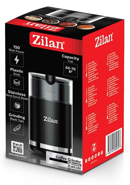 Rasnita electrica Zilan ZLN9280 pentru cafea, lame din otel, corp din plastic, negru
