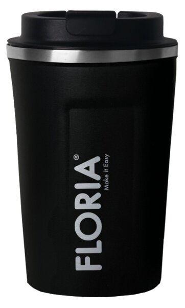 Cana de cafea Floria ZLN9969 tip termos, capacitate 380ml, interior din inox, pereti dublii, negru