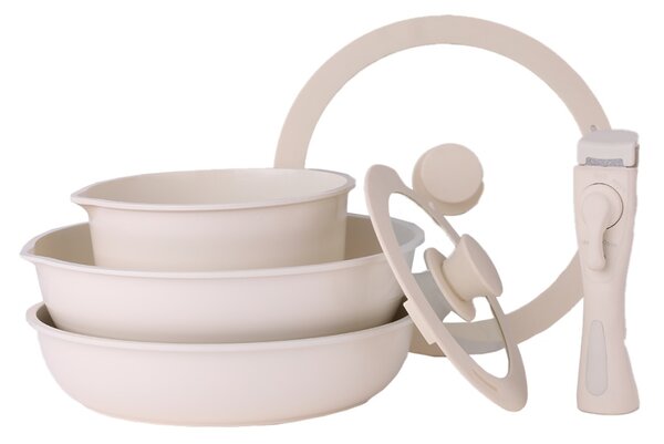 Set vase de gatit Zilan ZLN0965 din 8 piese, 5 straturi de material, compatibil cuptor