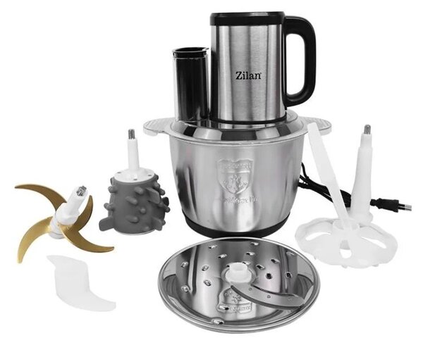 Tocator legume-fructe Zilan ZLN2757 digital multifunctional, Vas inox capacitate 3L, 4 functii presetate, Lame din titan, Putere 500W