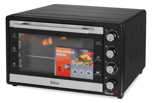 Cuptor electric Zilan ZLN3480 cu ventilator, Putere 2500W, Capacitate 80L, Timer, Geam dublu, Termostat reglabil, Temperatura maxima 250 grade C