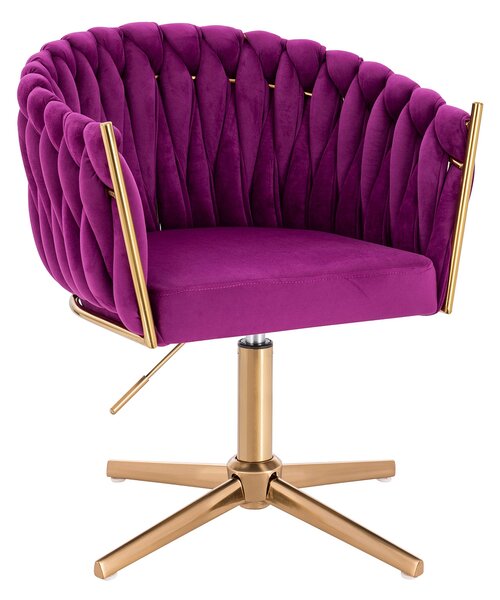 HR750CROSS Scaun Fucsia din Catifea cu Bază Aurie