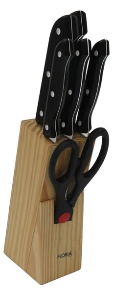 Set cutite 7 piese Floria ZLN1658, suport din lemn inclus, construite din otel inoxidabil