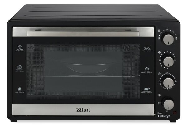 Cuptor electric Zilan ZLN3480 cu ventilator, Putere 2500W, Capacitate 80L, Timer, Geam dublu, Termostat reglabil, Temperatura maxima 250 grade C