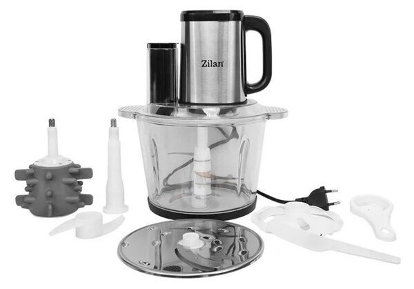 Tocator legume-fructe Zilan ZLN2767 digital multifunctional, Vas sticla capacitate 3L, 4 functii presetate, Lame din titan, Putere 500W