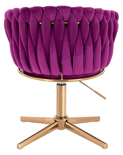 HR750CROSS Scaun Fucsia din Catifea cu Bază Aurie