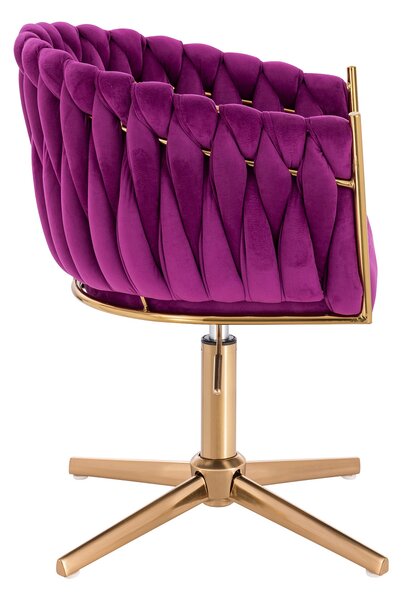 HR750CROSS Scaun Fucsia din Catifea cu Bază Aurie