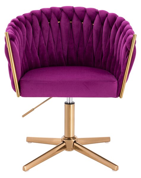 HR750CROSS Scaun Fucsia din Catifea cu Bază Aurie
