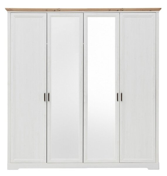 Dulap JASMIN, alb/stejar artisan, PAL, cu 4 usi, 214x64x220 cm