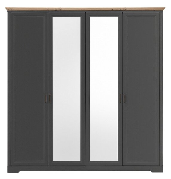 Dulap JASMIN, gri grafit/stejar artisan, PAL, cu 4 usi, 214x64x220 cm