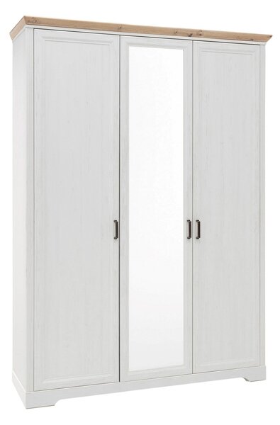 Dulap JASMIN, alb/stejar artisan, PAL, cu 3 usi, 164x64x220 cm