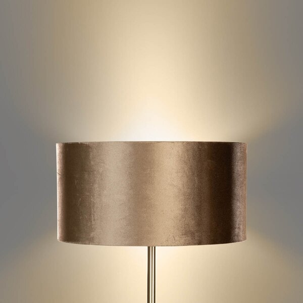 Lampă de podea din alamă cu abajur din velur bronz 50cm - Simplo